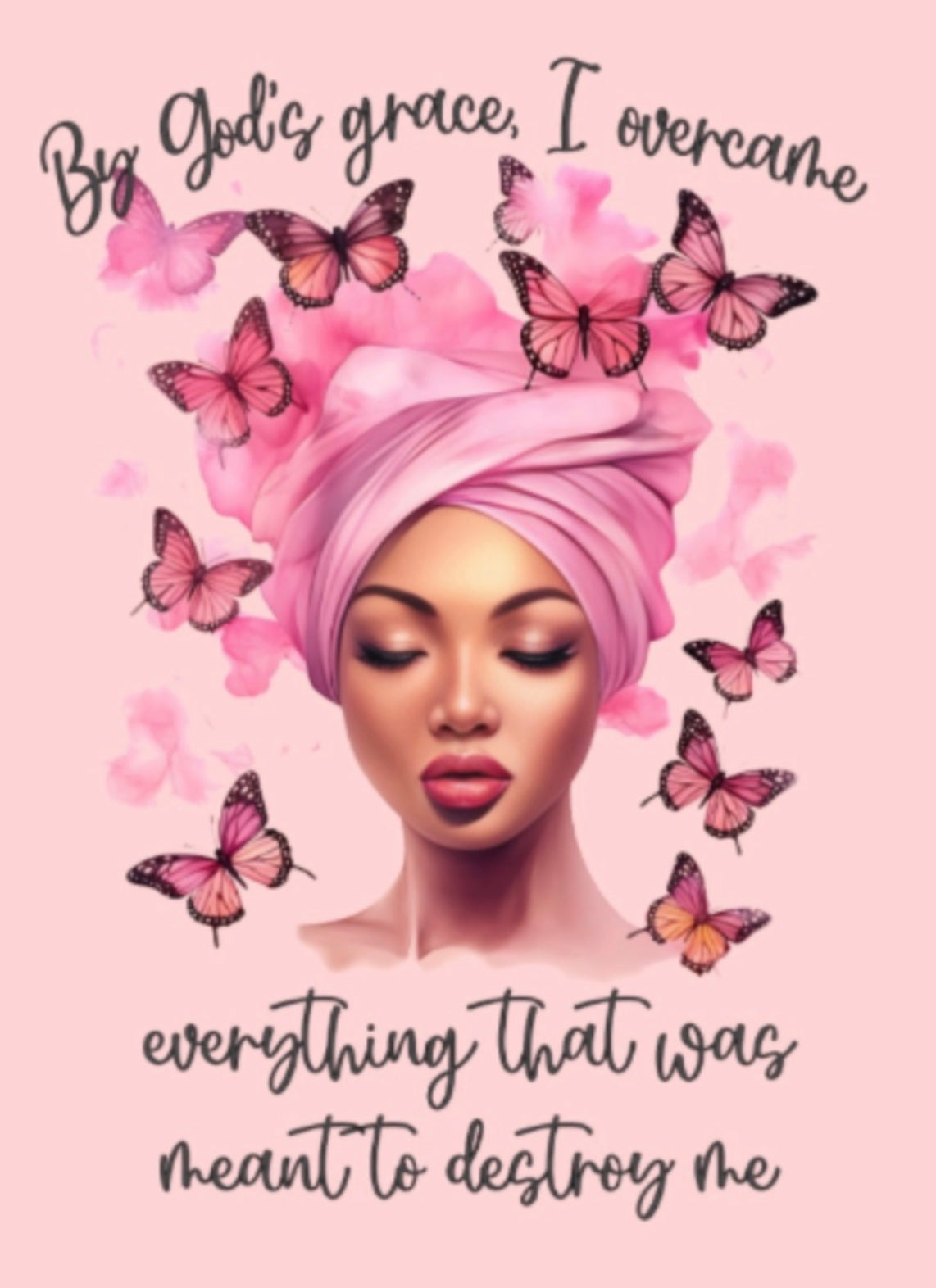 God's grace I overcame, Breast Cancer, Sand, T-shirt, Butterflies